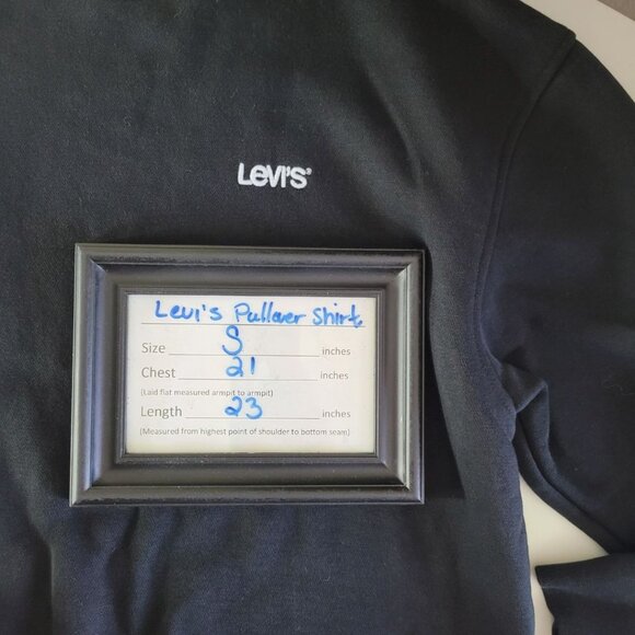 Levis Black Crewneck Pullover Sweatshirt Mens Small Basic Embroidered Relaxed - Picture 5 of 7